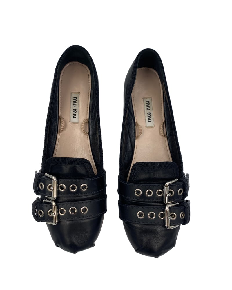 Image of Miu Miu - Leather Ballerinas 38EU