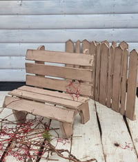 Image 1 of Wooden SET  BENCH and fence 2x coffee