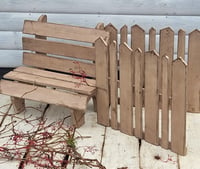 Image 2 of Wooden SET  BENCH and fence 2x coffee