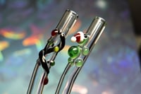Image 1 of Christmas Glass Straw Set: Santa Hat Turtle and String of Lights