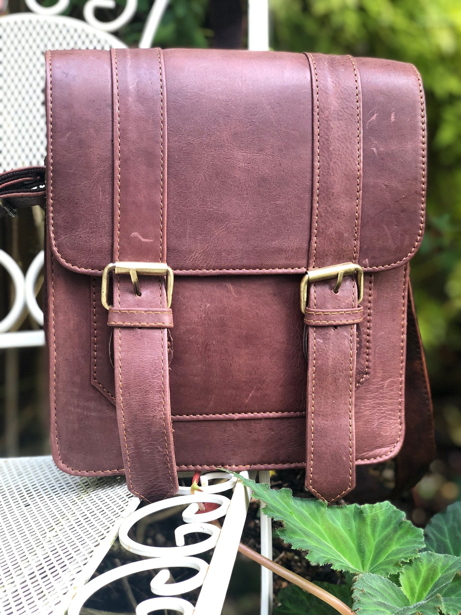 Image of Handmade Buffalo Leather Small Satchel - rustic brown