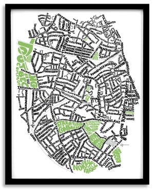 Image of Streatham Typographic Street Map