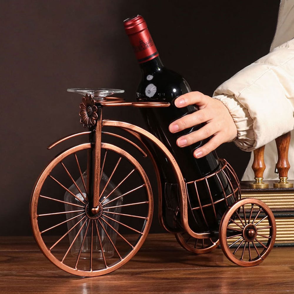 Metal Wine Rack Vintage Wine Bottle and Glass Holder