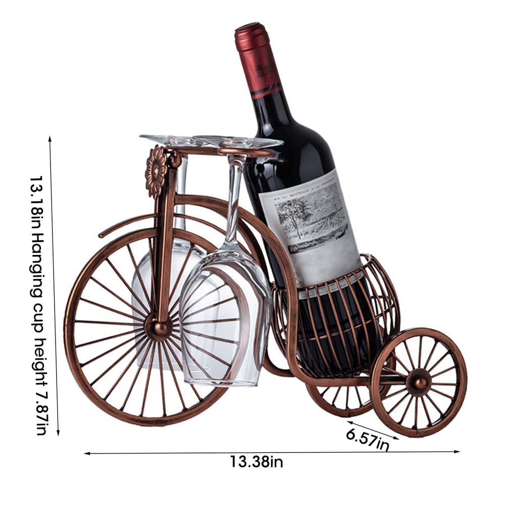 Metal Wine Rack Vintage Wine Bottle and Glass Holder