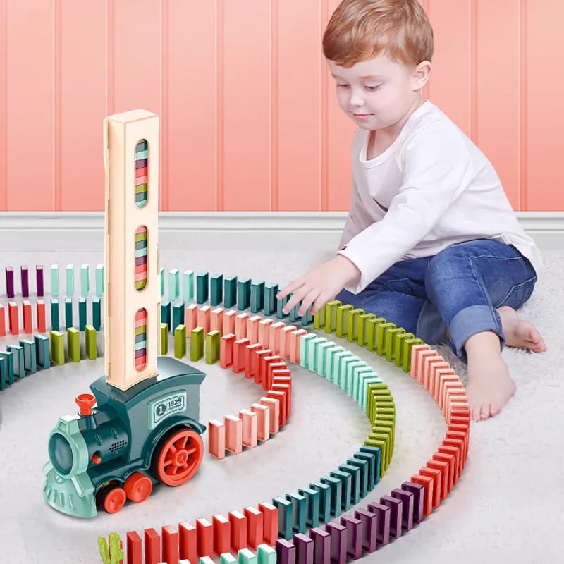 Kids Automatic Laying Domino Train Electric Dominoes Set 