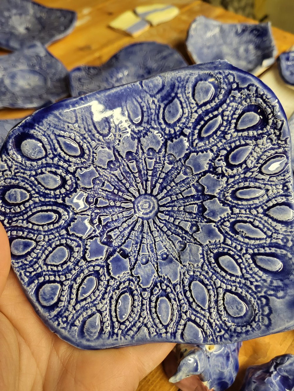 Blue soap dish