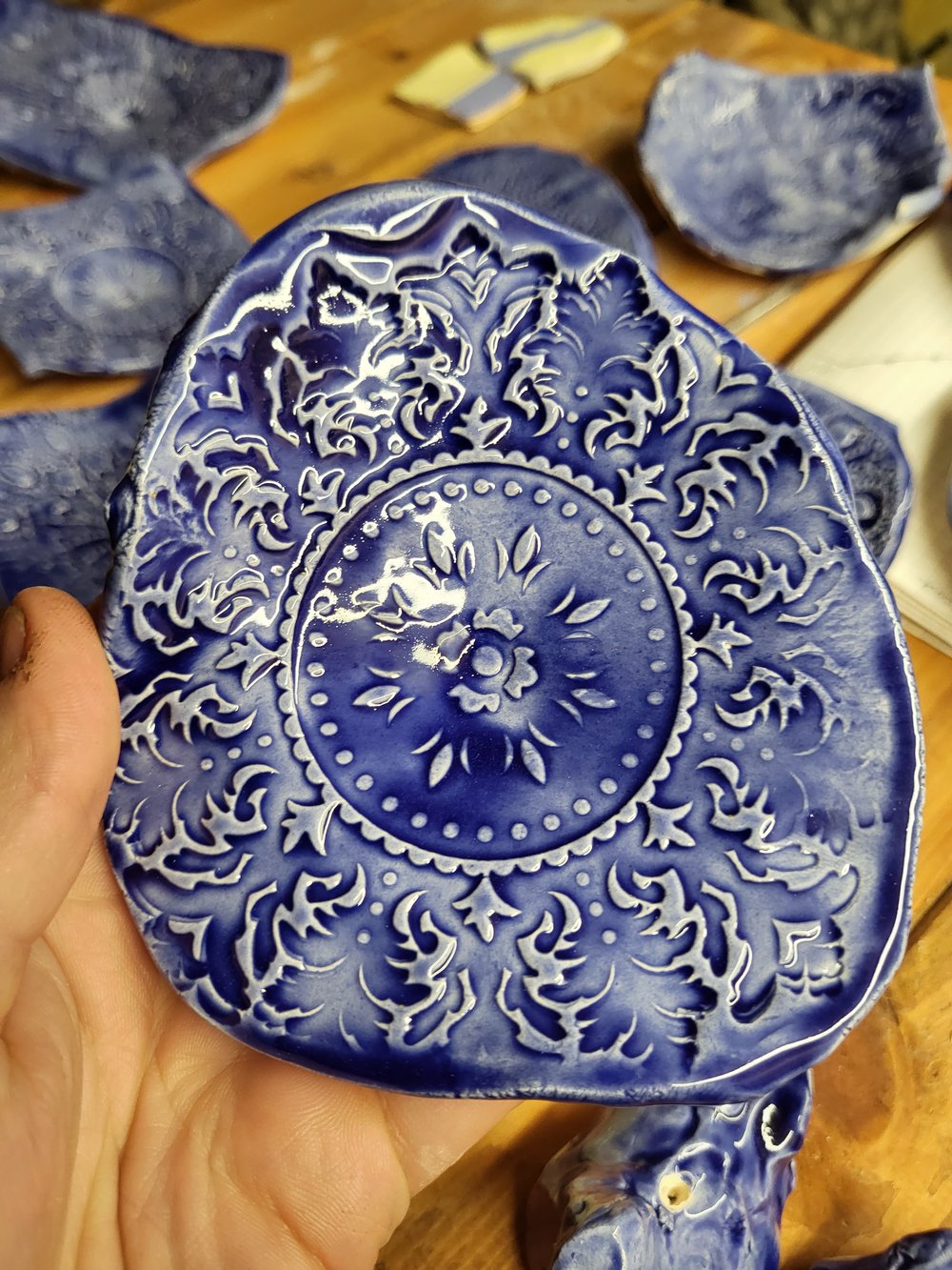 Blue soap dish