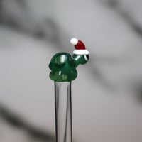 Image 2 of Santa Hat Turtle Glass Stir Stick