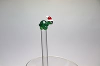 Image 3 of Santa Hat Turtle Glass Stir Stick