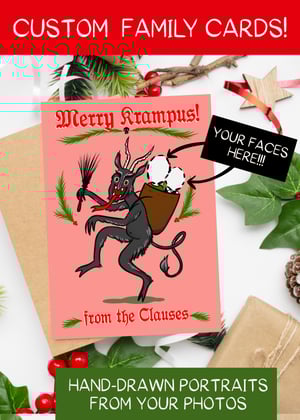 Hand-Drawn Family Krampus Card Portrait **Digital Product**