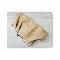 Image 1 of Tan Pleated Leather Clutch