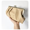 Tan Pleated Leather Clutch