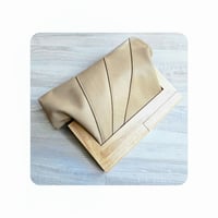 Image 2 of Tan Leather & Timber Clutch