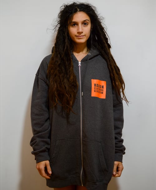 Image of Box Logo Charcoal Zip Hood