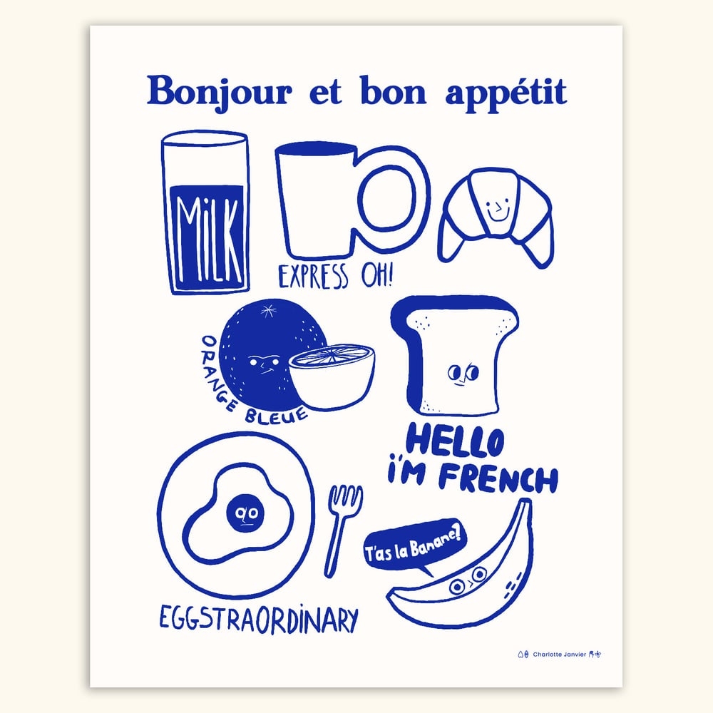 Image of 40x50 - BONJOUR ET BON APETTIT - BLEU