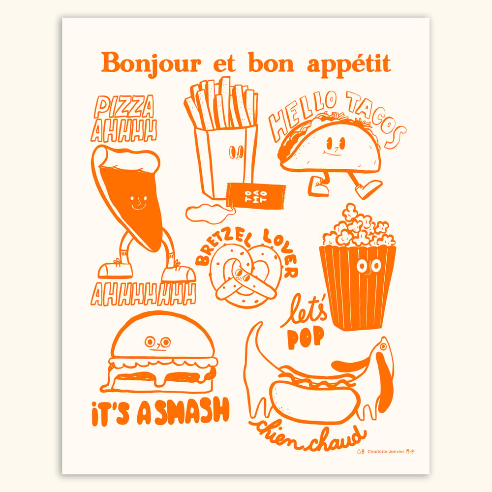 Image of 40x50 - BONJOUR ET BON APETTIT - ORANGE