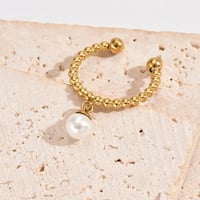 Image 1 of 14K Gold Plated Pearl Charm Ring 