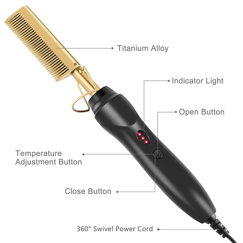 Electric Hot Heating Comb Hair Straightener 