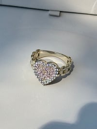 Image 2 of 14k EP Gold Plated Heart Ring For Women with pink Cz Stones"