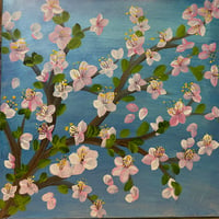 Image of 12x12 Hand Painted Cherry Blossoms-Canvas