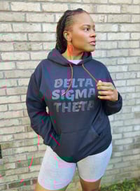 Image 2 of Black on Black Sparkle Hoodie (with or without Symbols)