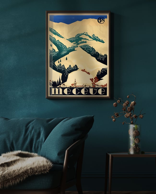 Megeve | Charlemagne | 1935 | Wall Art Print | Vintage Travel Poster