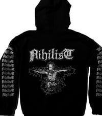Image 1 of Nihilist " Radiation Sickness " Hooded Sweatshirt with logo Sleeve prints
