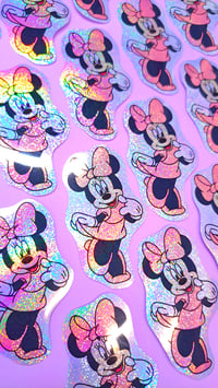 Image 2 of Holo Glitter Minnie Sticker
