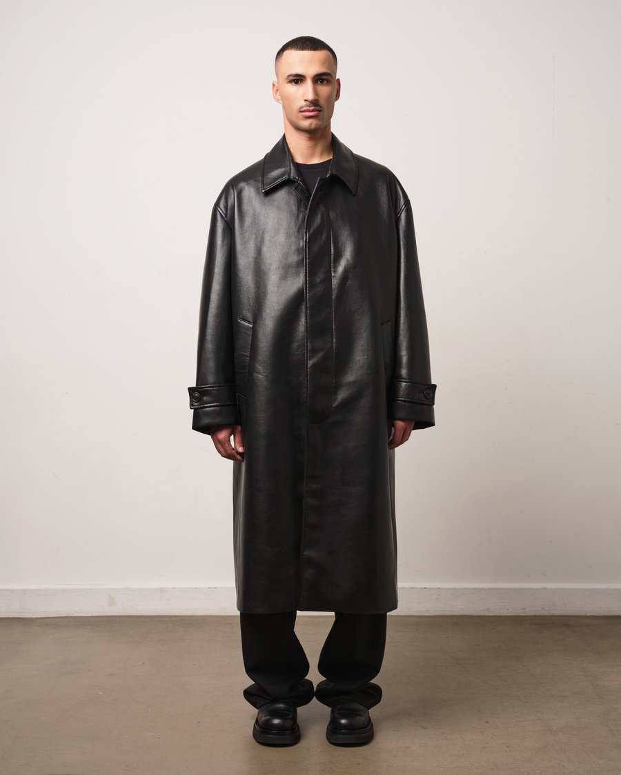 Image of Regenerated Leather Overcoat