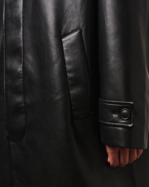 Image of Regenerated Leather Overcoat