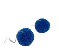 Image 5 of Dark Blue pom pom earrings