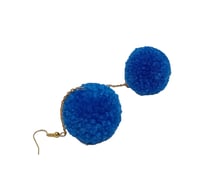 Image 3 of Dark Blue pom pom earrings