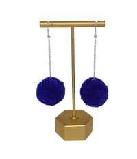 Image 1 of Vibrant Violet pom pom earrings