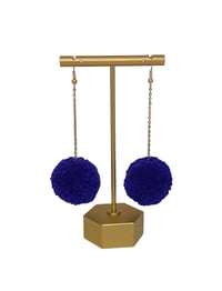 Image 3 of Vibrant Violet pom pom earrings