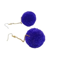 Image 4 of Vibrant Violet pom pom earrings