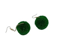 Image 2 of Glorious Green pom pom earrings