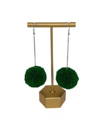 Image 3 of Glorious Green pom pom earrings