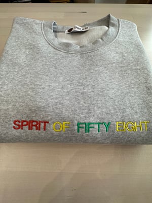 Image of Spirit of fifty Eight Embroidered Unisex Sweatshirt in Grey 