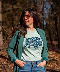 Image 1 of Dusty Blue Floral Bison T-shirt