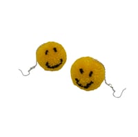 Image 4 of Smiley face pom pom earrings
