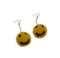 Image 5 of Smiley face pom pom earrings