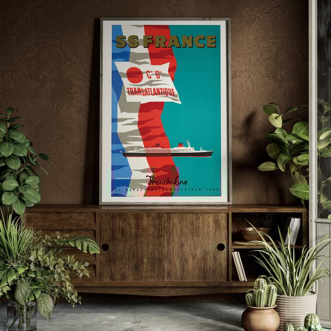 SS France - Cie Gle Transatlantique | Jean Jacquelin | 1961 | Wall Art Print | Vintage Travel Poster