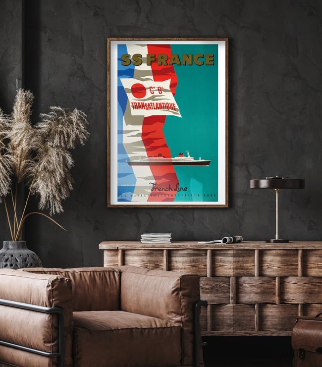 SS France - Cie Gle Transatlantique | Jean Jacquelin | 1961 | Wall Art Print | Vintage Travel Poster