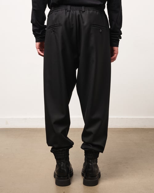 Image of Black Wool Twill Track Pants