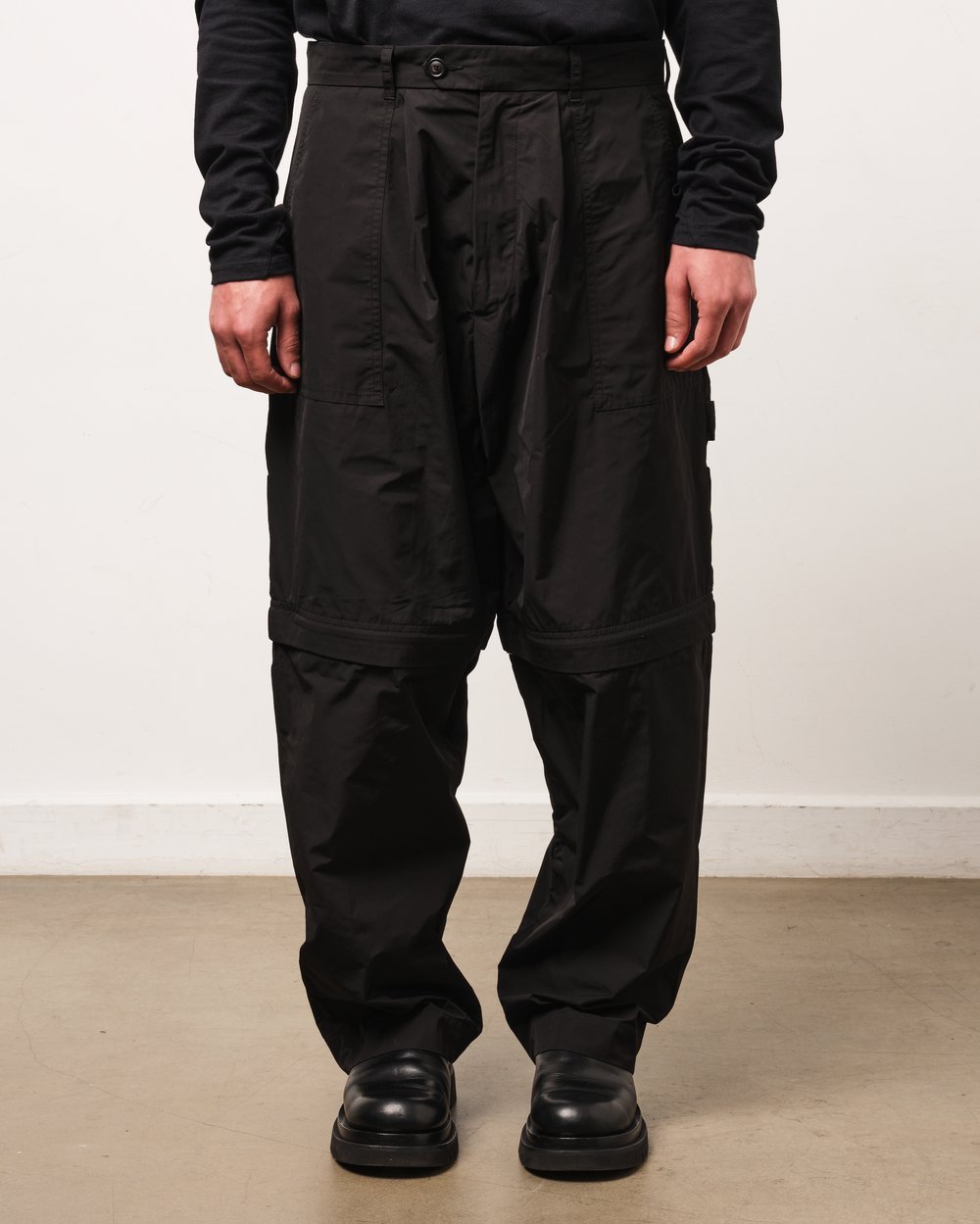 Image of Black Nylon Layered Pants