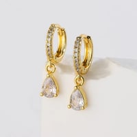 Image 1 of Gold Plated Zircon Drop Earrings