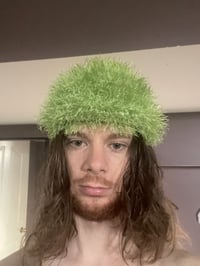 Image 2 of Fluffy Beanie (Toxic Green)