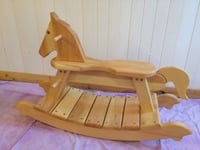 Image 3 of Traditional Toddler and child Wooden Rocking Horse - FREE SHIP - Waldorf - Montessori - natural oil 