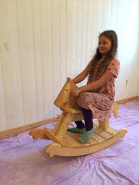 Image 2 of Traditional Toddler and child Wooden Rocking Horse - FREE SHIP - Waldorf - Montessori - natural oil 