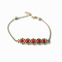 Image 1 of Bracelet Argent perles rouges MARGUERITE